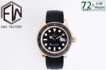 Rolex Yacht-Master 42mm 3235 Movement Black Face Black Oysterflex Strap RG Case Watch